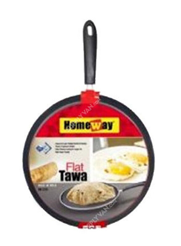 

Homeway 280mm Round Flat Tawa with Teflon Coating, Black