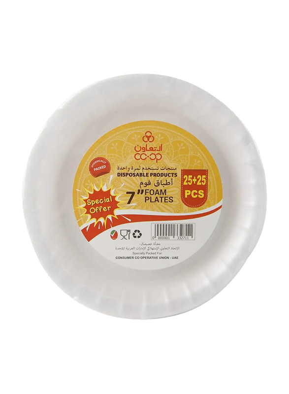 

Co-Op Disposable Foam Plate, 7-Inch, 2 x 25 Pieces