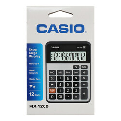 Casio MX-120B 12-Digit Mini Desk Type Calculator, Black/White