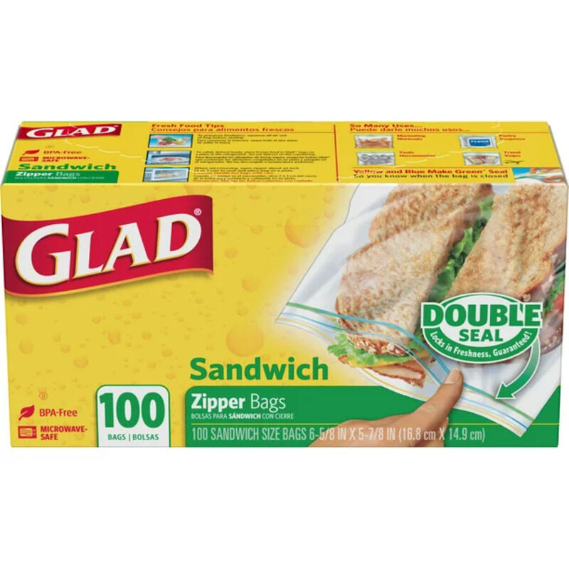

Glad Sandwich Zipper Bags, 100 Bags
