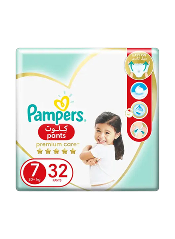 Pampers Premium Care Diapers, Size 7, 20+ kg, 32 Counts
