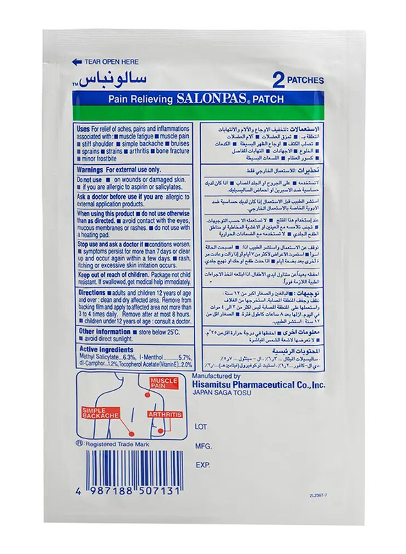 Salonpas Pain Relieving Patch, 13 x 8.4 cm