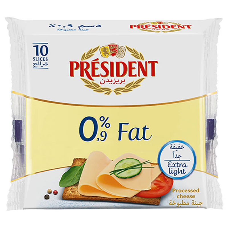 President Fat Free Extra Light Cheese Slices, 10 Pieces, 200 g