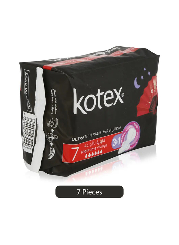 Kotex U Ltra Thin Pads Night Time with Wings - 7 Pads