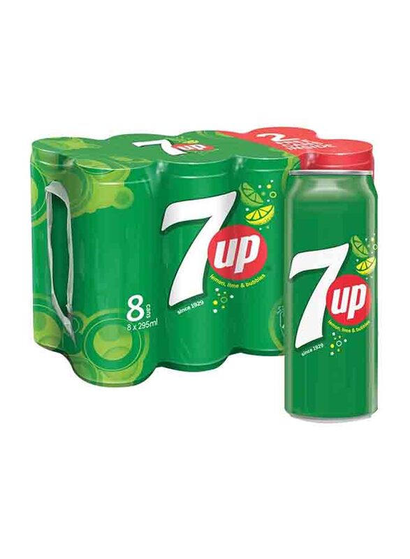 

7UP, Carbonated Soft Drink, Cans, 8 x 295 ml