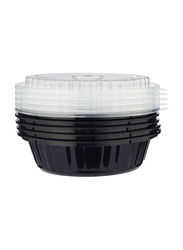 Hotpack Black Round Container, 24 Oz, 5 Pieces