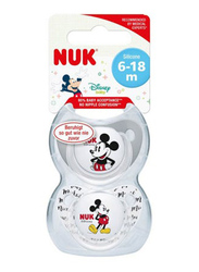 Nuk 6-12 Months Silicone  Mickey Mouse Size 2 Soother 2 Pieces, Multicolour