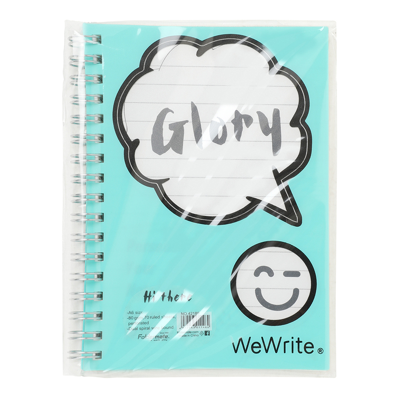 Foldermate Glory WeWrite Dual Spiral Wire Bound Notebook, 70 Ruled Sheets, 80 GSM, A6 Size
