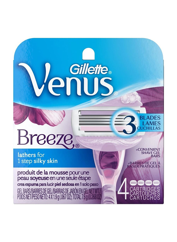 Gillette Venus Breeze Razor 3 Blades for Women, 4 Piece