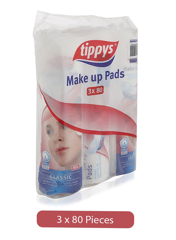 Tippys 240-Pieces Make Up Remover Pads, White
