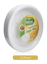 Falcon 22cm 25-Pieces Round Plastic Dinner Plates, White