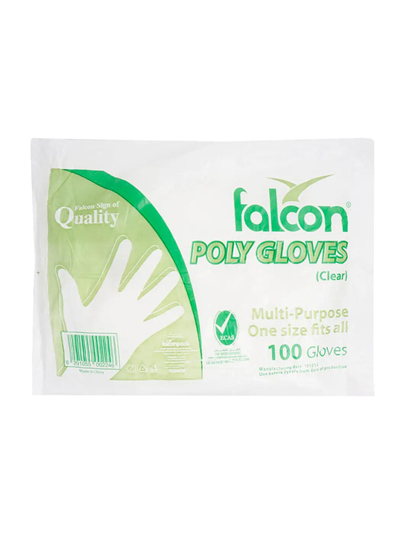 Falcon Multi-Purpose Poly Gloves, 100 Pieces
