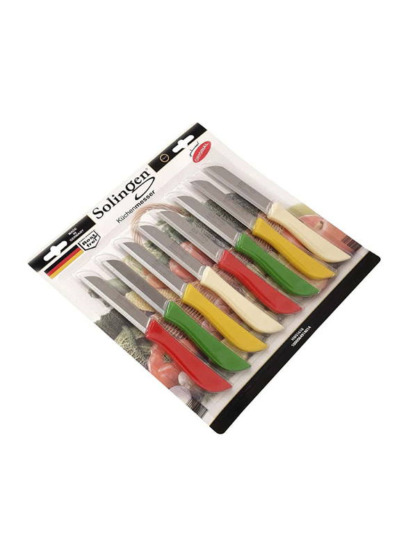 Solingen 8-Piece Stainless Steel Blade Multipurpose Knife with Solid Color Handle, Multicolour