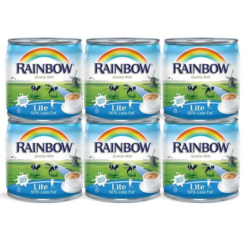 Rainbow Lite Evaporated Milk, 6 x 170g