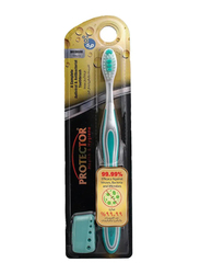 Protector Antiviral & Antibacterial Toothbrush Premium Medium Bristles, White/Blue