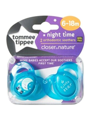 Tommee Tippee 2-Piece Night Time Soother for 6-18 Months Babies, Blue