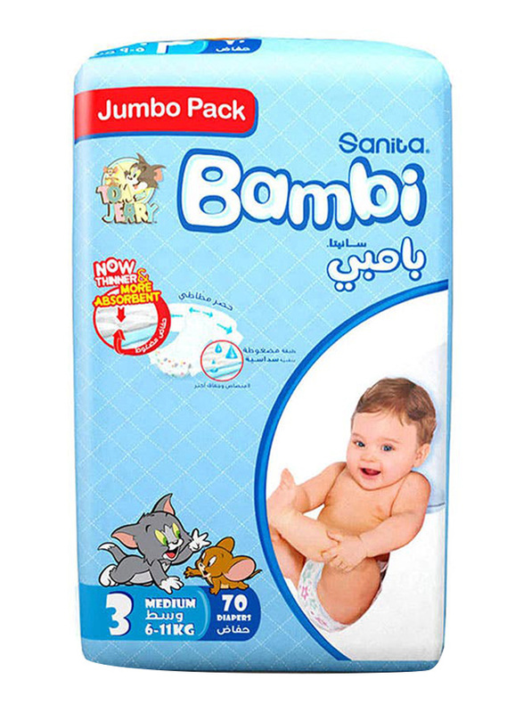 Bambi Diapers #3 Medium 6-11 Kg - 70 Diapers