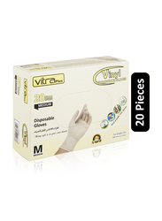 Vitraplus Vinyl Disposable Gloves, Medium, 20 Pieces