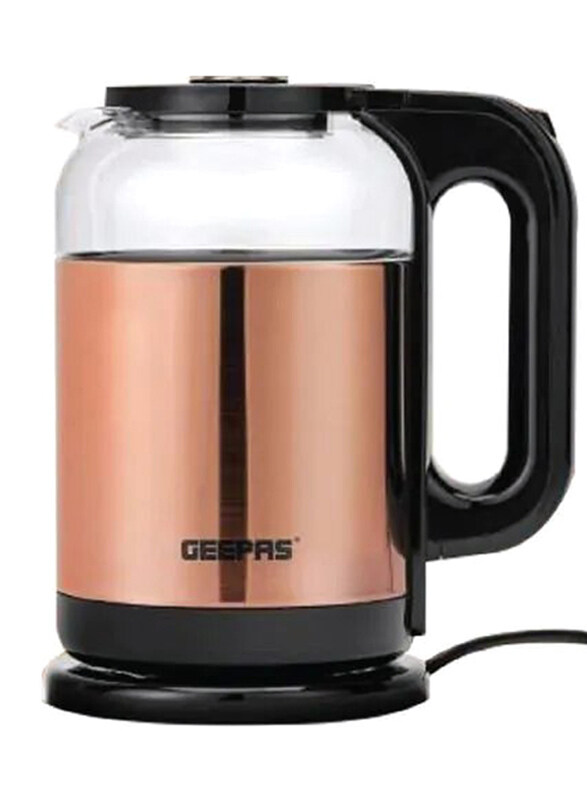

Geepas 1.7L Double Layer Glass Kettle, 1500W, GK38063, Clear/Black
