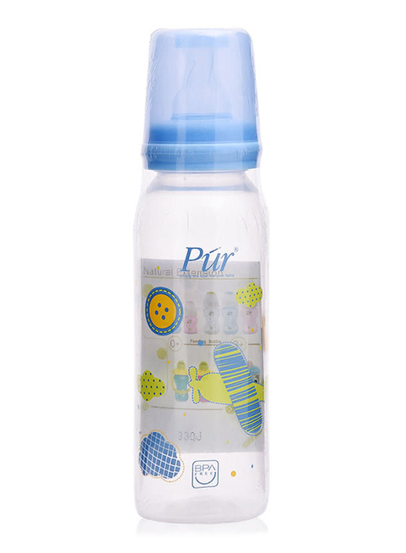 Pur Anti-Colic BPA Free Standard Nipple Baby Bottle 250ml, Blue/Clear
