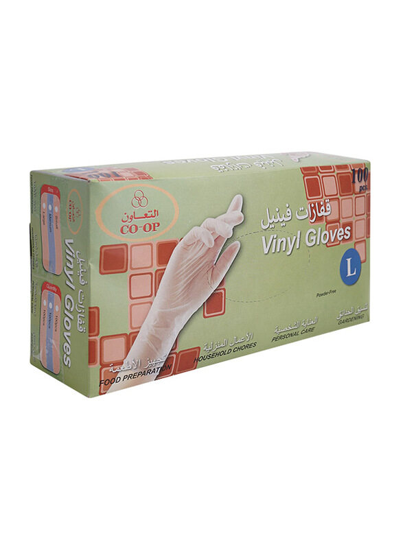 

Co-Op Powder Free Vinyl Gloves, 100 Pieces, Large