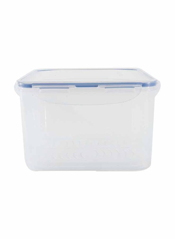 Lock & Lock Square Food Container with Tray, HPL858D, 3.7 Liters, Clear/Blue