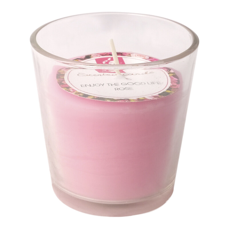 

Citronella Rose Scented Candle with Color Wrap in Glass Jar, 1 Piece, Pink
