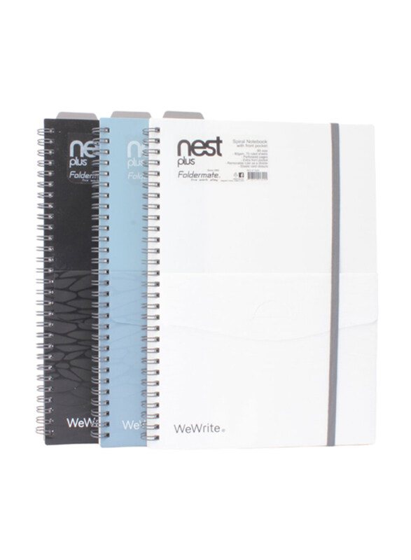 

Foldermate Plastic College Notebook with An Outer Pocket, 70 Sheets, B5 Size