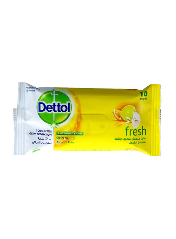 

Dettol Anti - Bacterial Fresh Skin Wipes - 10 Pieces