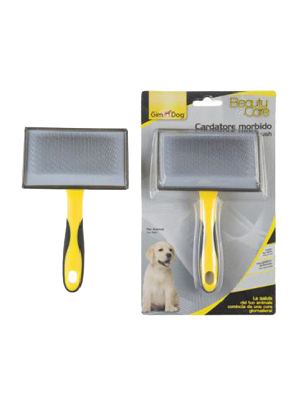 Gimdog Soft Dog Slicker Brush, Small, Yellow