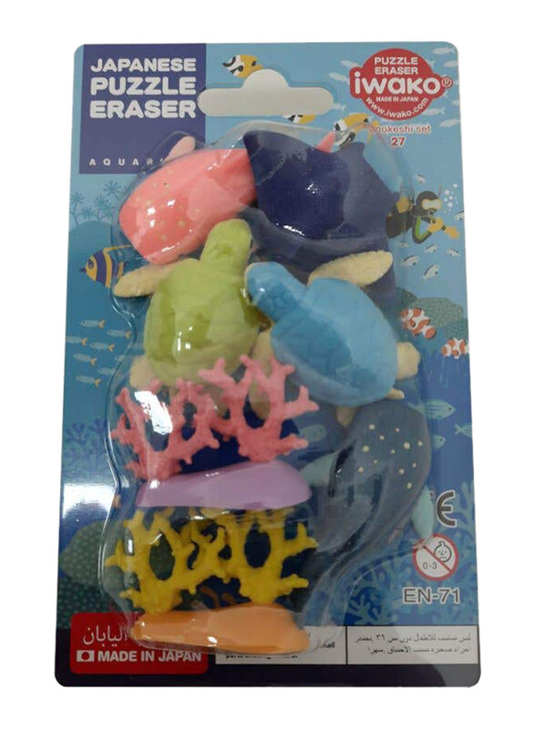 Iwako Japanese Puzzle Erasers Aquarium Animals, Multicolour