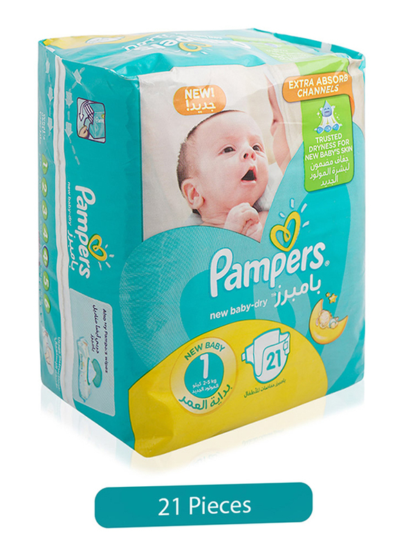 Pampers New Baby-Dry Diapers, Size 1, Newborn, 2-5 kg, 21 Count