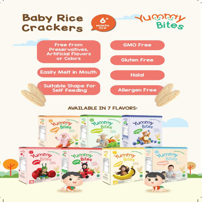 Yummy Bites Organic Rice Cracker Original Flavor, 6+ Months, 50g