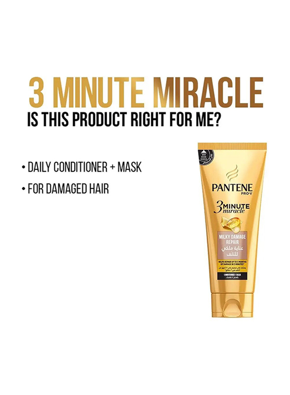 Pantene Pro-V 3 Minute Miracle Milky Damage Repair Conditioner + Mask - 200 ml