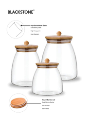 Blackstone 2-Piece Glass Jar Storage Bottle Canister with Bamboo Lid, 800ml, YK4113, Beige