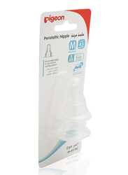 Pigeon Round Hole Peristaltic Silicone Nipple, 2-Pieces, Medium, Clear