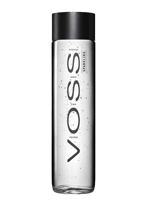 Voss Carbonated Sparkling Natural Mineral Water Glass Bottle, 375 ml