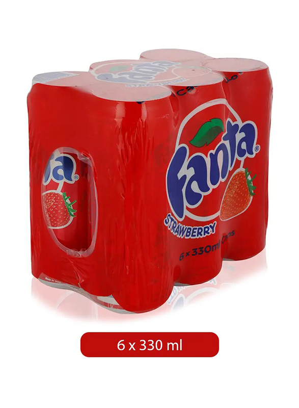 Fanta Strawberry Flavor Carbonated Soft Drink - 6 x 330ml