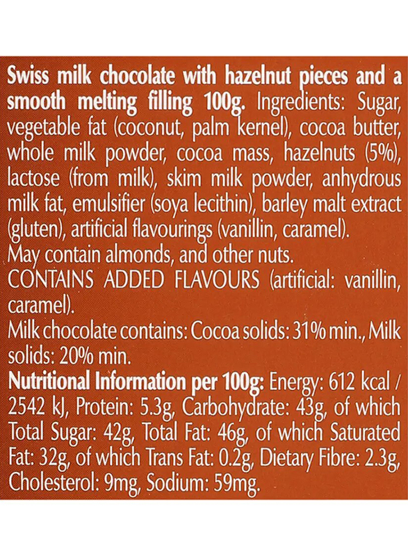 Lindt Lindor Hazelnut Milk Chocolate With Melting Filling - 100g