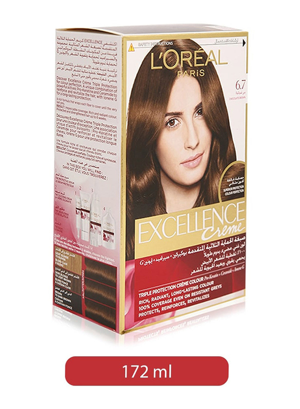 L'Oreal Paris Excellence Creme Hair Color for All Hair Type, 6.7 Chocolate Brown, 192ml