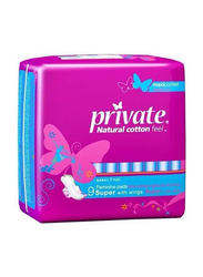 Private Natural Cotton Feel Maxi Pocket Feminine Pads, 9 Pads