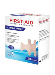 First Aid Flexible Fabric Bandages, 20 Pieces, 38mmx76mm