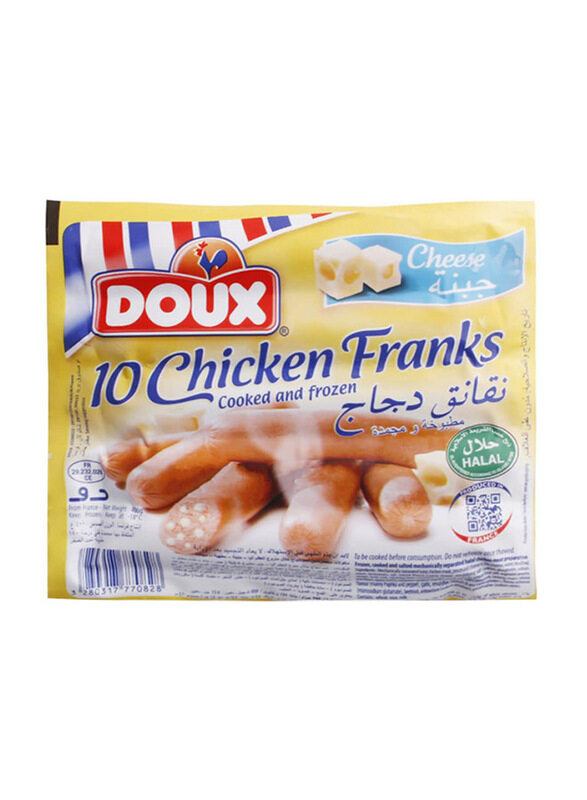 

Doux Cooked & Frozen Cheese Chicken Franks, 400g