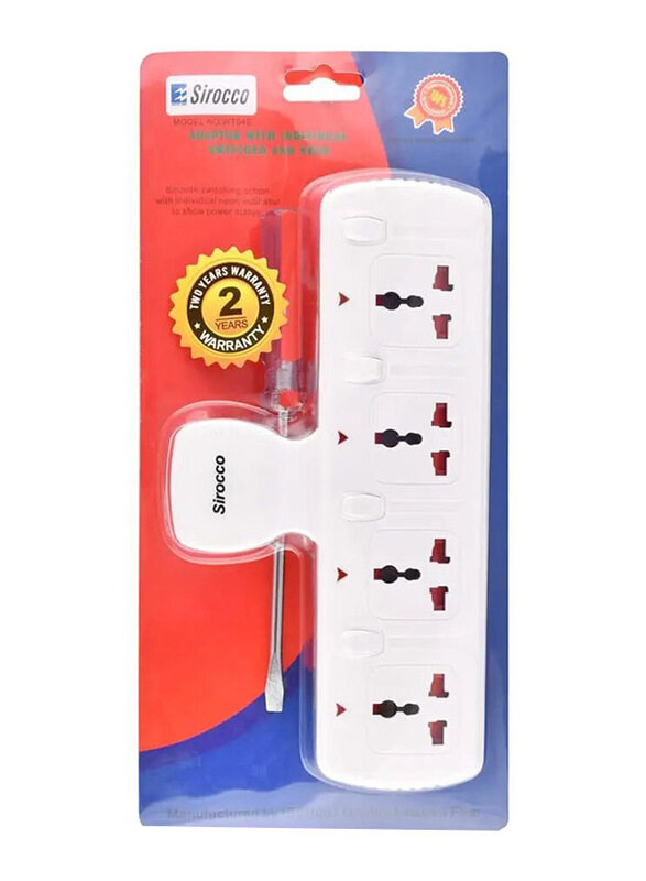 

Sirocco WT04S 4 Way Extension Socket with Screwdriver Set - White
