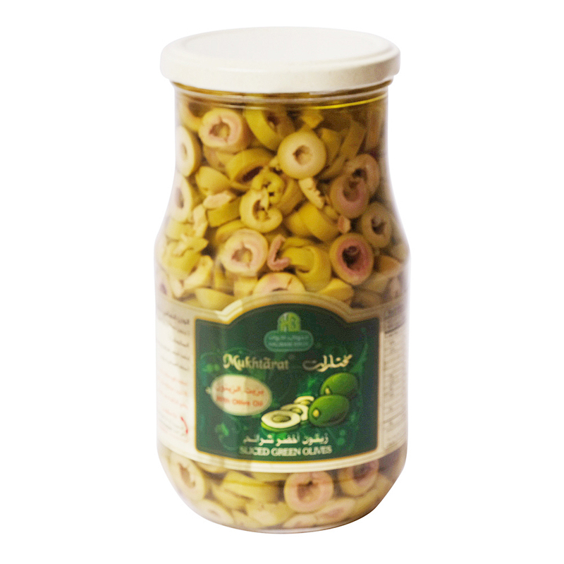 Halwani Sliced Green Olives with Olive Oil, 650g