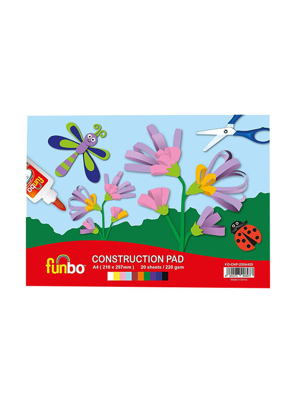 

Funbo Construction Pad, 220 GSM, 20 Sheets, A4 Size, Assorted Colour