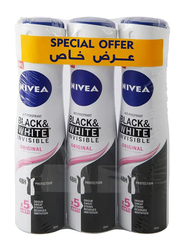 Nivea Deo Spray Black & White Invisible Original, 3 x 150ml