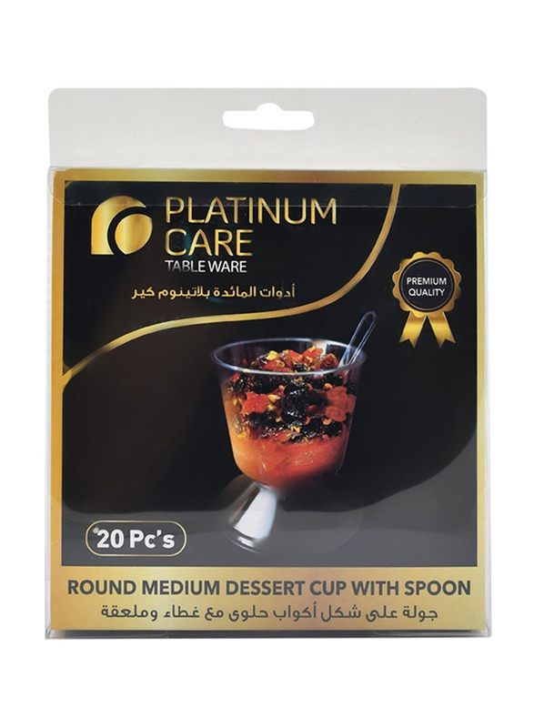 Platinum Care 20-Piece Round Medium Dessert Cup With Spoon, Clear