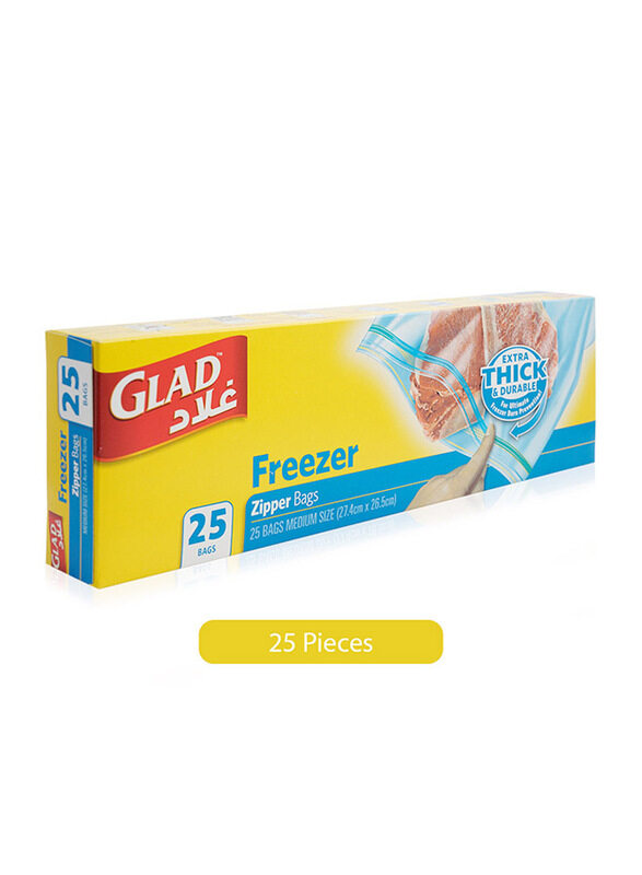 

Glad Extra Thick & Durable Freezer Zipper Bag - 25 Pieces