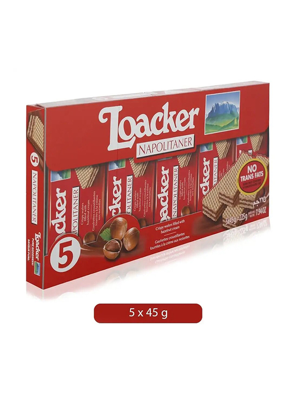Loacker Napolitaner Wafers, 5 Packs - 225g